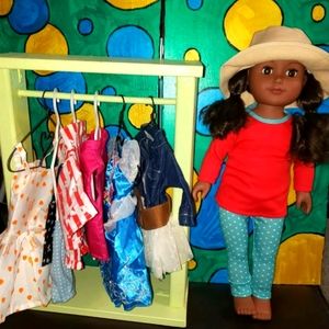 :* 18" lot CITITOY DOLL MY LIFE AS Brown hair & EYES , clothes  african american